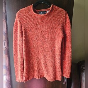 Sag Harbor Orange Rust Multispeckled Textured Knit Top Size Small